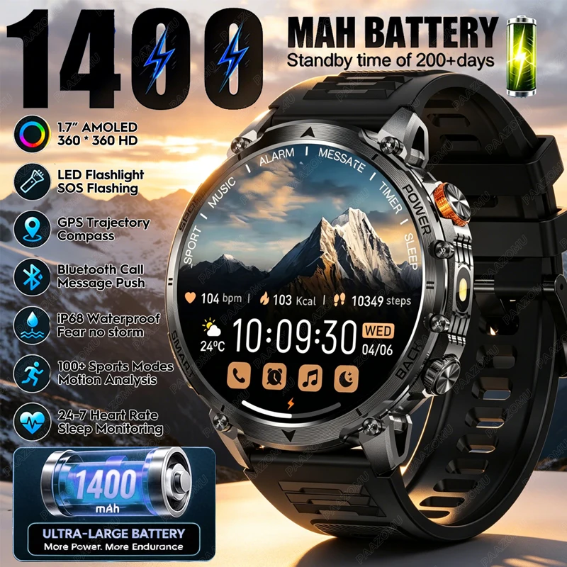 Gym Floor Mats - 2026 Men's Rugged Smart Watch 1400mAh